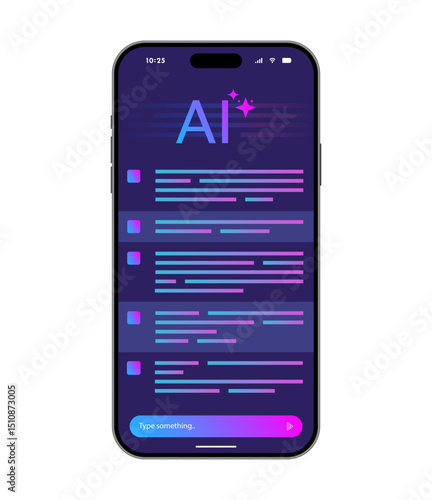 AI Artificial Intelligence Chatbot Application In Mobile Phone User Interface Vector Illustration