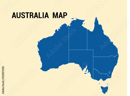 Map of Australia,  Australia Map Vector Illustration.	
