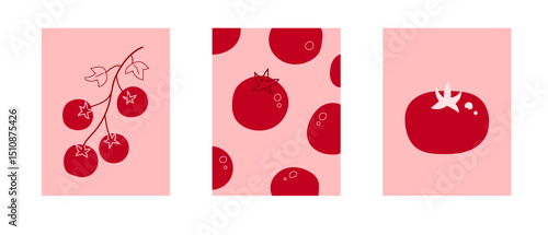 set of tomato poster and background, fresh vegetable design for food, health, and organic lifestyle