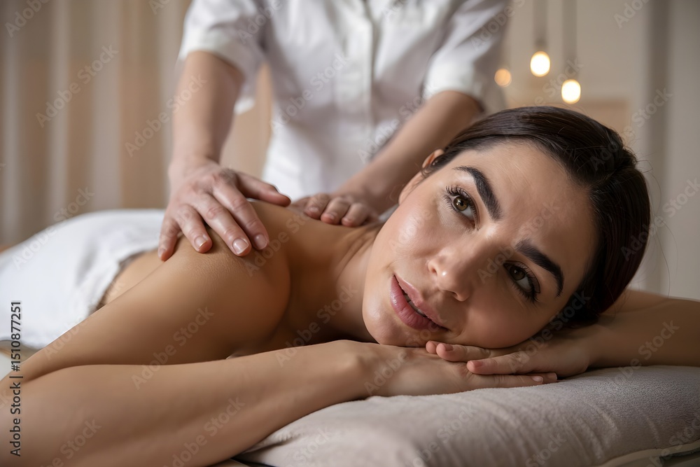 Obraz premium Woman receiving a relaxing massage in a serene spa environment 