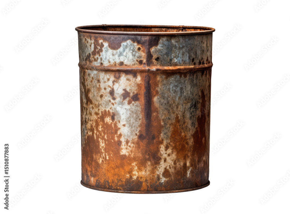 old metal bucket or barrel with thick rust layer rusty surface isolated on white or transparent png old metal bucket or barrel with thick rust layer rusty surface isolated on white or transparent png