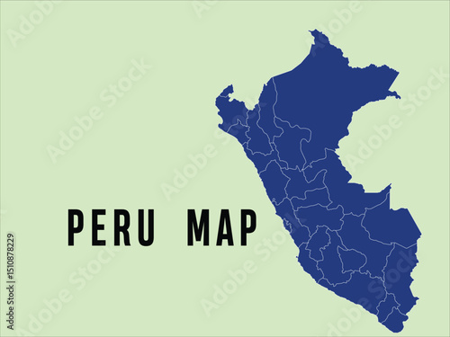 Map of Peru,  Peru Map Vector Illustration.	

