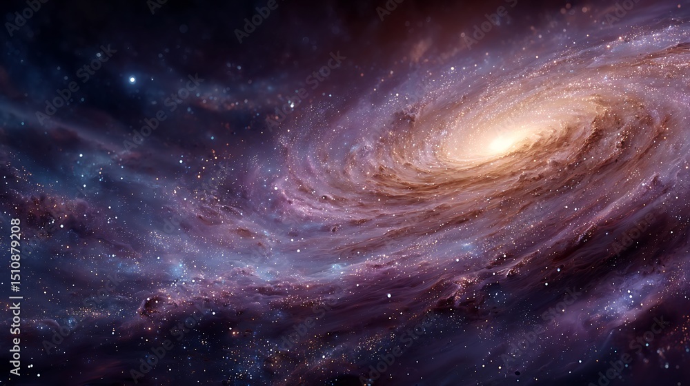 Fototapeta premium A spiral galaxy filled with vibrant colors and starlight.