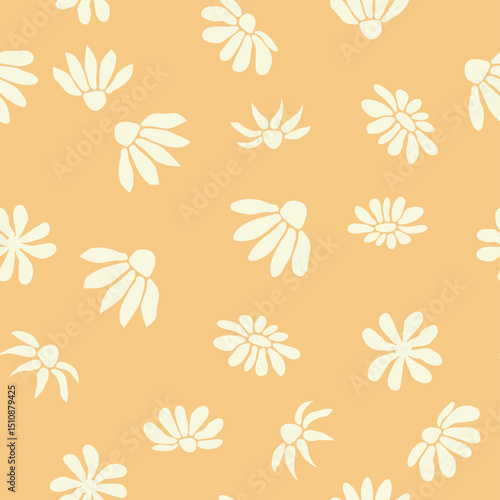 Decorative seamless vintage pattern in classic style with small flowers, ditsy. Silhouettes of flowers, Two-color ornament in pastel colors