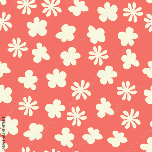 Decorative seamless vintage pattern in classic style with small flowers, ditsy. Silhouettes of flowers, Two-color ornament in pastel colors