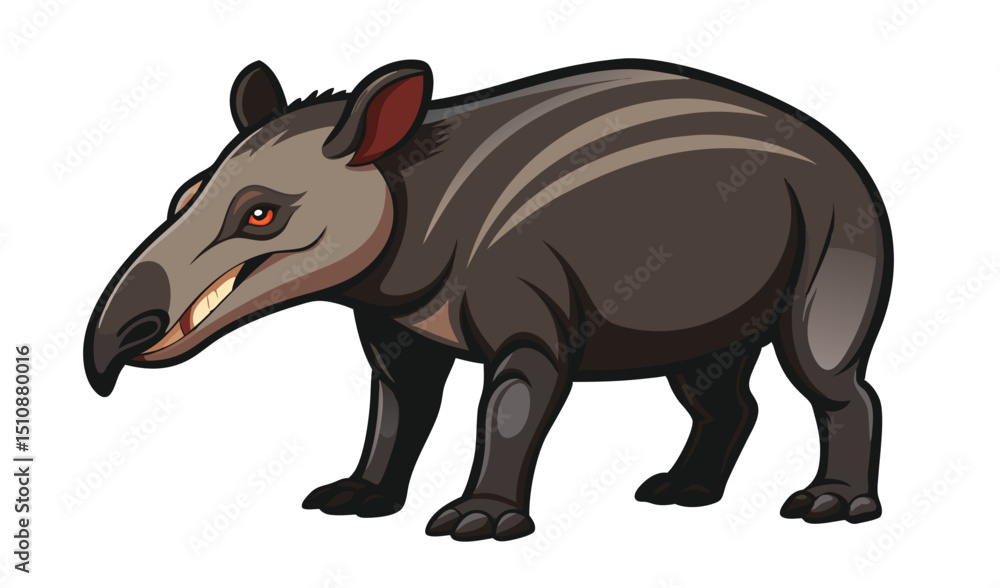 Cartoon illustration of a south american tapir Cartoon illustration of a south american tapir