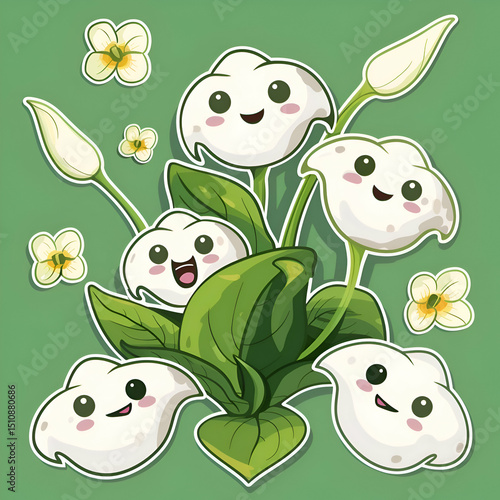 Adorable Cartoon Flowers. A Whimsical Floral Illustration