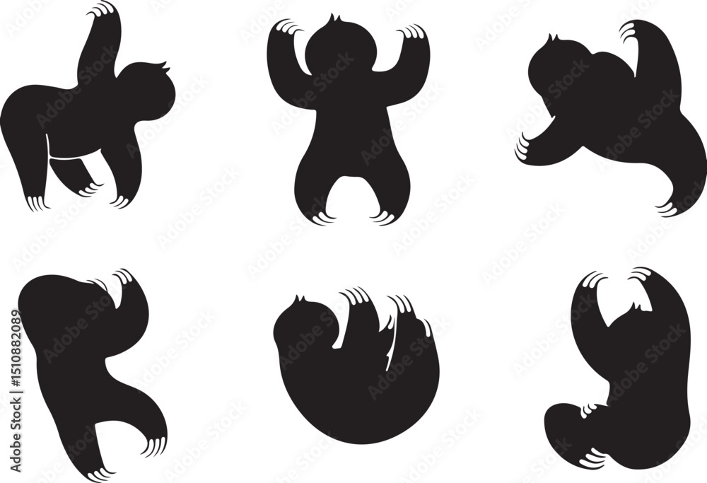 Fototapeta premium Sloth Silhouettes in Various Poses
