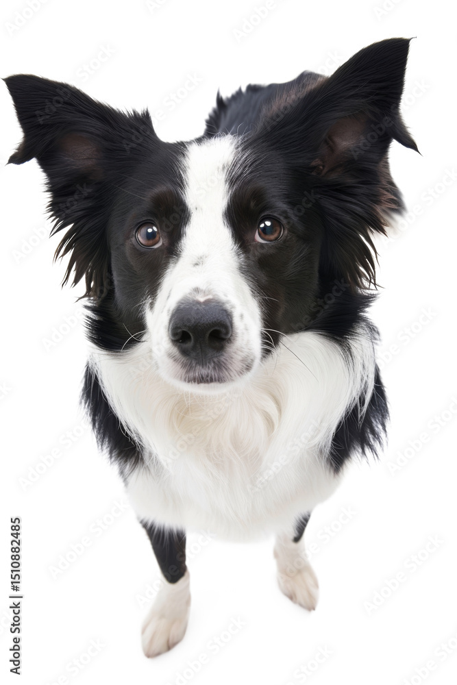 Cute purebred Border Collie puppy sitting on a white background Cute purebred Border Collie puppy sitting on a white background