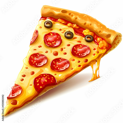 Mouthwatering Pepperoni Pizza Slice. A Delicious Treat