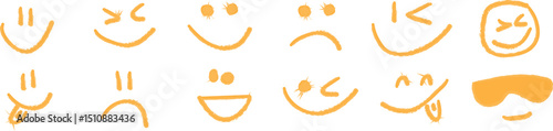 Illustrated Vector Set of Cartoon Characters with Diverse Smiley Faces and Comical Expression Designs