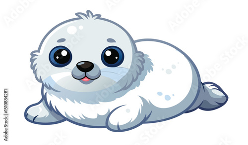 Adorable cartoon baby seal pup illustration