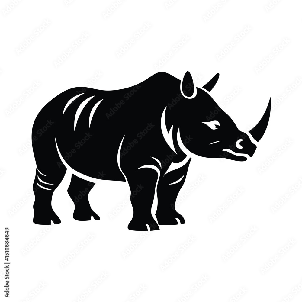 Rhino Silhouette Vector, rhino vector graphic, rhinoceros silhouette line art vector illustration with a white background, silhouette black vector Rhino Silhouette Vector, rhino vector graphic, rhinoceros silhouette line art vector illustration with a white background, silhouette black vector