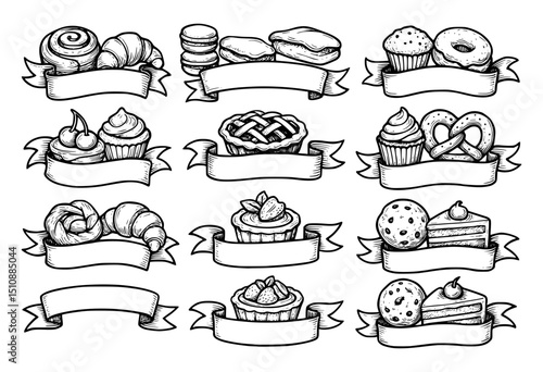 Dessert Vector Art: Hand Drawn Bakery Sweets, Cupcakes, Cookies & Pastries in Doodle Style Illustrations