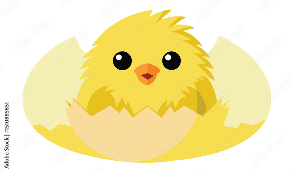 Fototapeta premium Cute baby chick hatching from egg shell