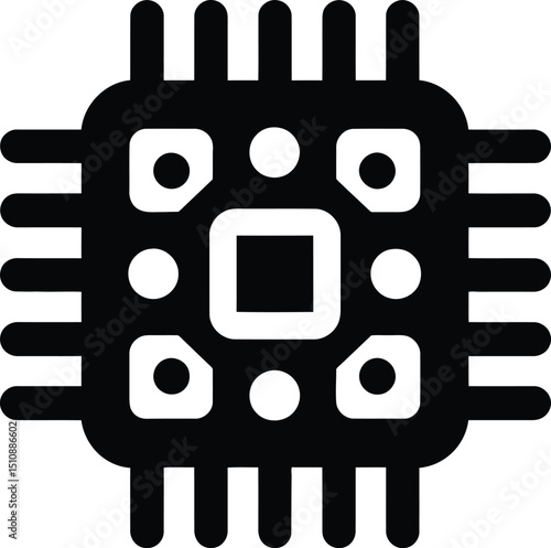 Computer chip processor icon vector illustration for technology and hardware design projects use 