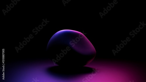 Abstract Dark Purple and Pink Illuminated Orb 3D Render of Smooth, Glowing Shape