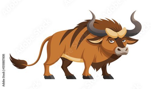 Cartoon illustration of a brown wildebeest
