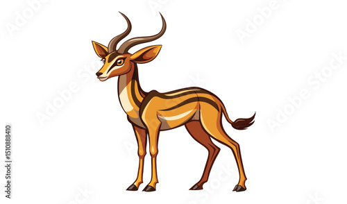 Cute cartoon illustration of a male impala antelope