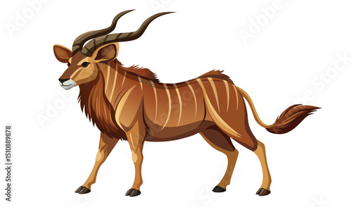 Majestic male nyala antelope illustration