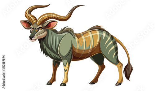 Majestic greater kudu antelope illustration