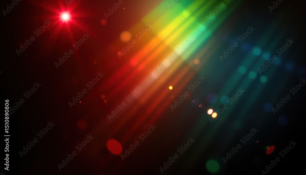 Obraz premium Prismatic light burst across dark canvas, creating vibrant glow effects
