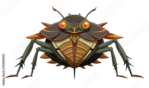 Stylized cartoon bug illustration with spiked shell