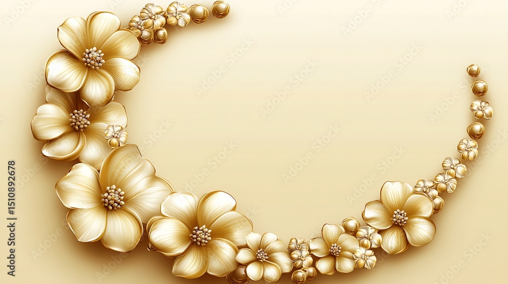 Gold Floral Semi-Circle Border Gold Floral Semi-Circle Border