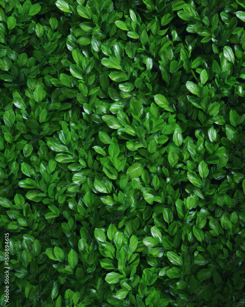 Lush green leaves wall creates a vibrant backdrop Lush green leaves wall creates a vibrant backdrop