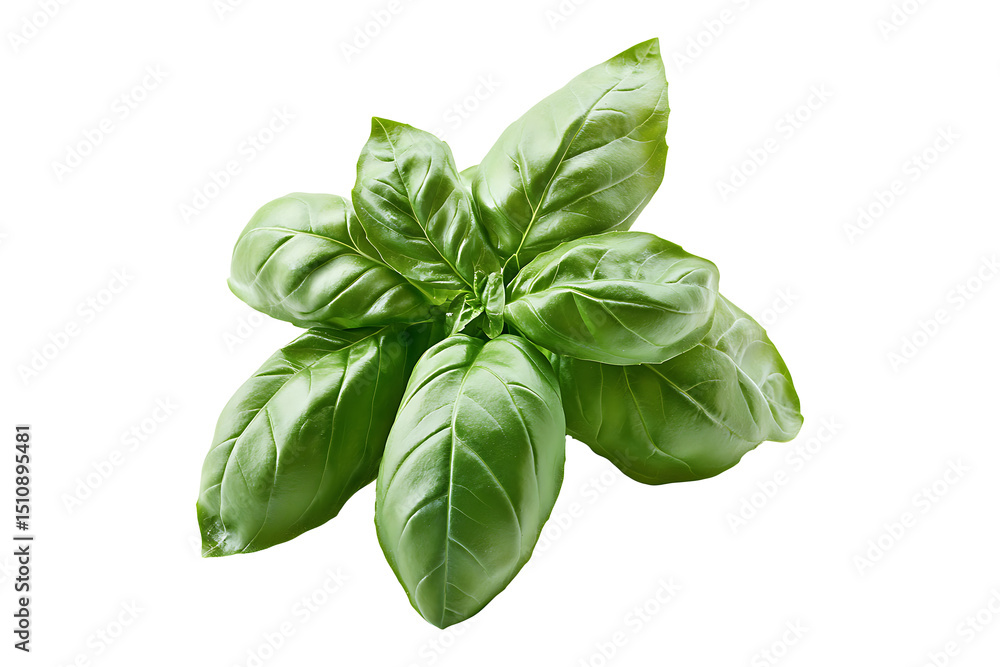 Fototapeta premium fresh green basil leaf isolated on transparent background