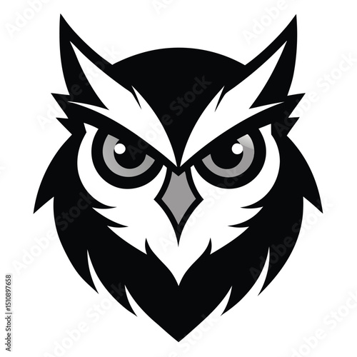 angry owl on a black background vector illustration.
