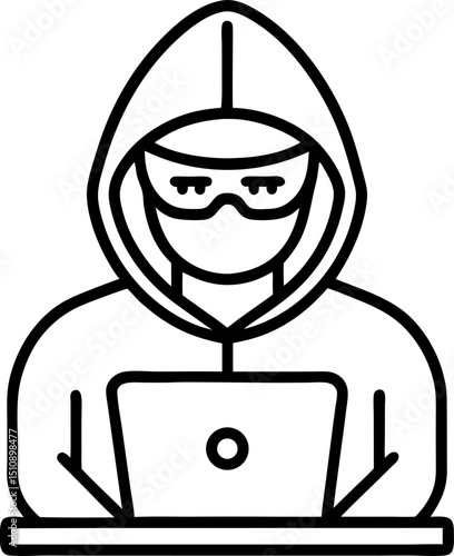 hacker vector outline icon on white or transparent background