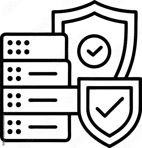 data protection vector outline icon on white or transparent background