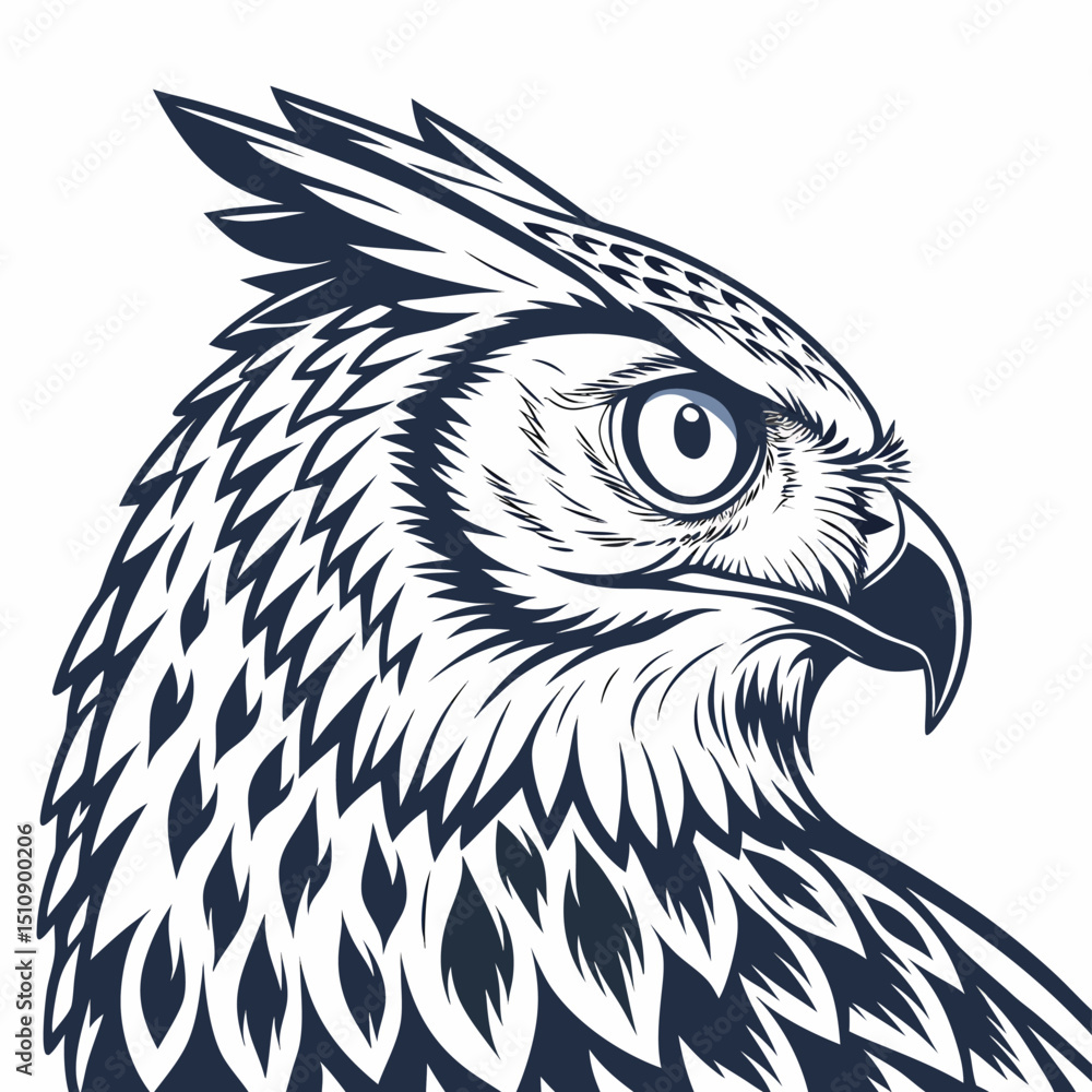Obraz premium Owl bird silhouette editable EPS vector isolated illustration template on a white background 