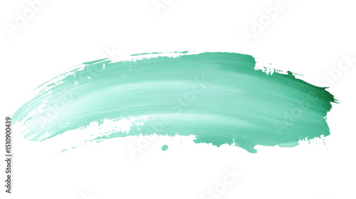 Light green acrylic paint brush stroke on white background