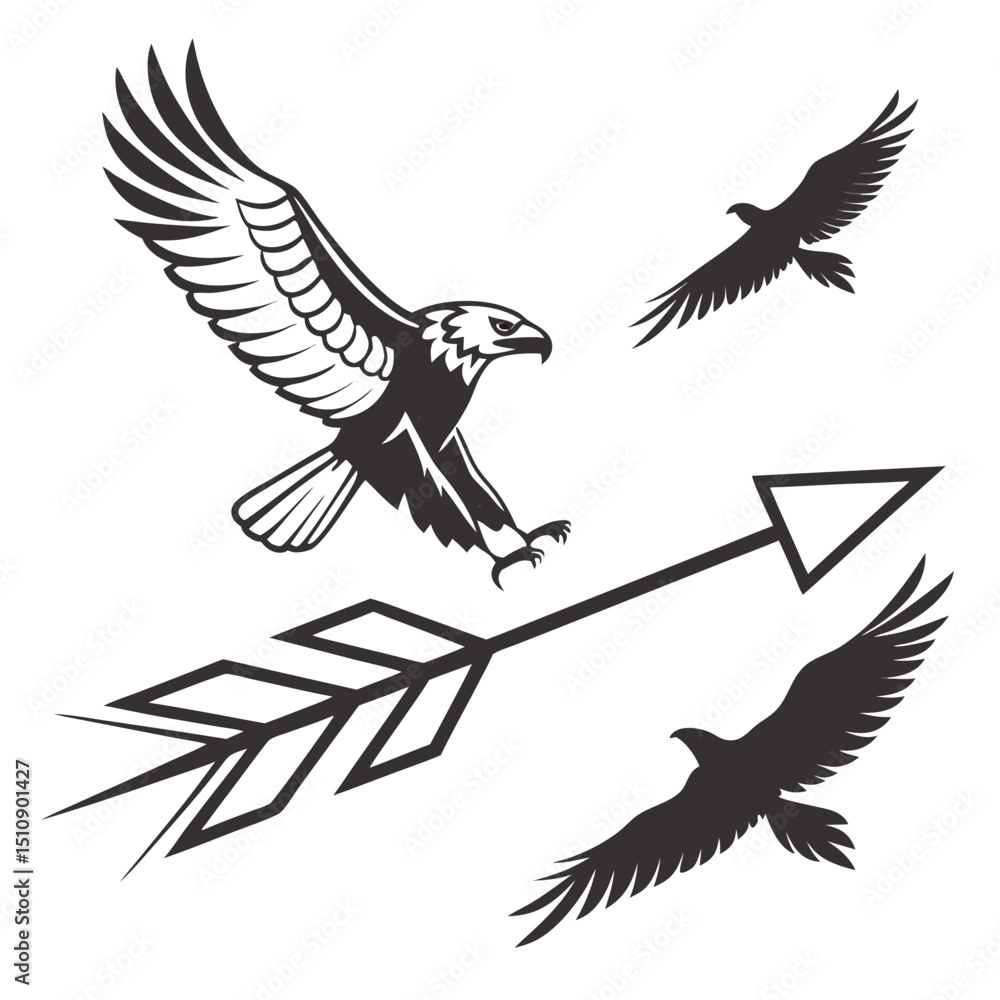 Obraz premium The silhouette of wild eagle vector art