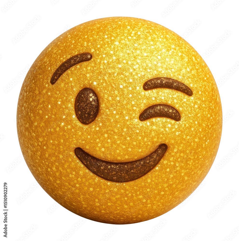 Fototapeta premium PNG Glittery winking emoji sphere
