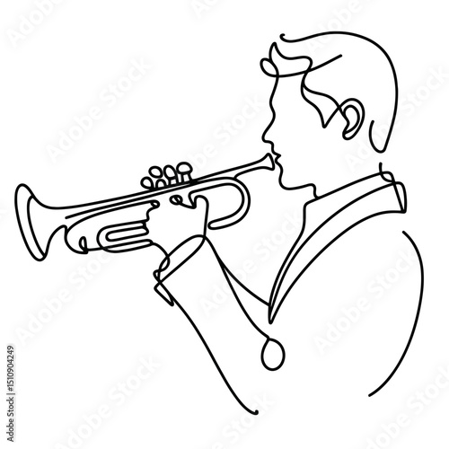 Trumpet player in a minimalistic vector style performing music