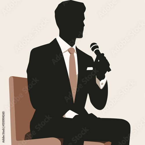 Male speaker giving a presentation with an authoritative mood on stage
