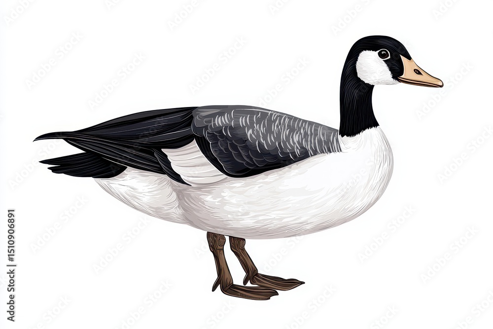Obraz premium Detailed Illustration of a Canada Goose on White Background