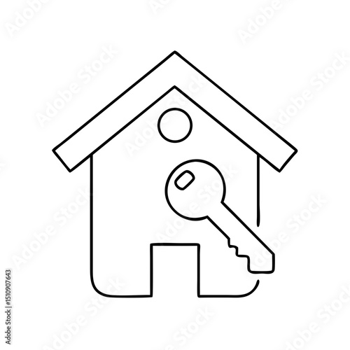 House with key vector icon for real estate, security, and home services branding