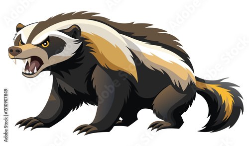 Aggressive wolverine illustration fierce animal cartoon
