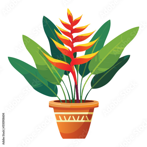 Heliconia houseplant with colorful flowers
