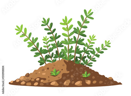 Green Bush Plant Earth Illustration