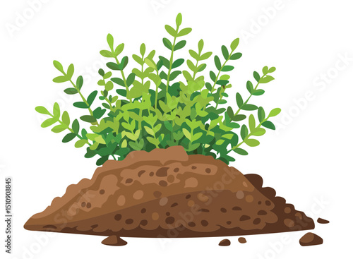 Lush Green Bush Earth Illustration