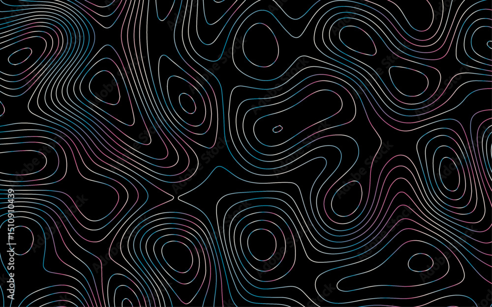 Fototapeta premium Geographic mountain contours Vector Illustration. fabric , packaging , web, banner, app, wallpaper. Topographic map background geographic line map with seamless ornament design. 