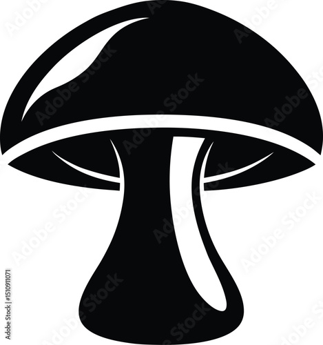 mushroom silhouette, round cap, forest fungi
