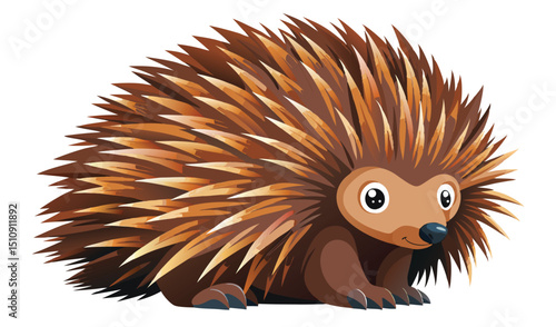 Adorable cartoon echidna illustration white background