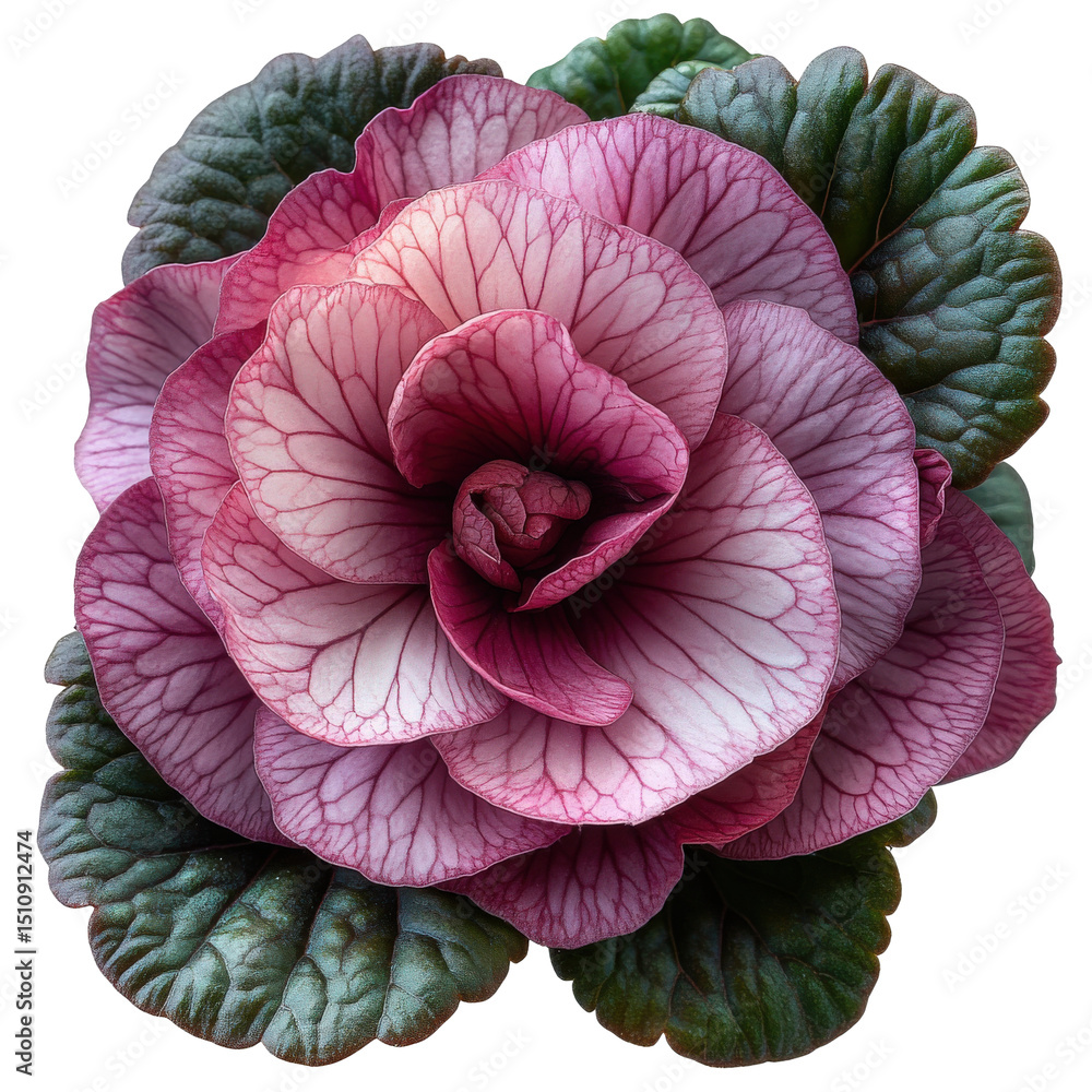 Obraz premium Beautiful blooming begonia flower with intricate details against a dark background