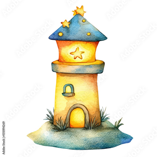 Kids Night Light, watercolor drawing vector, high quality, isolated on a white background.